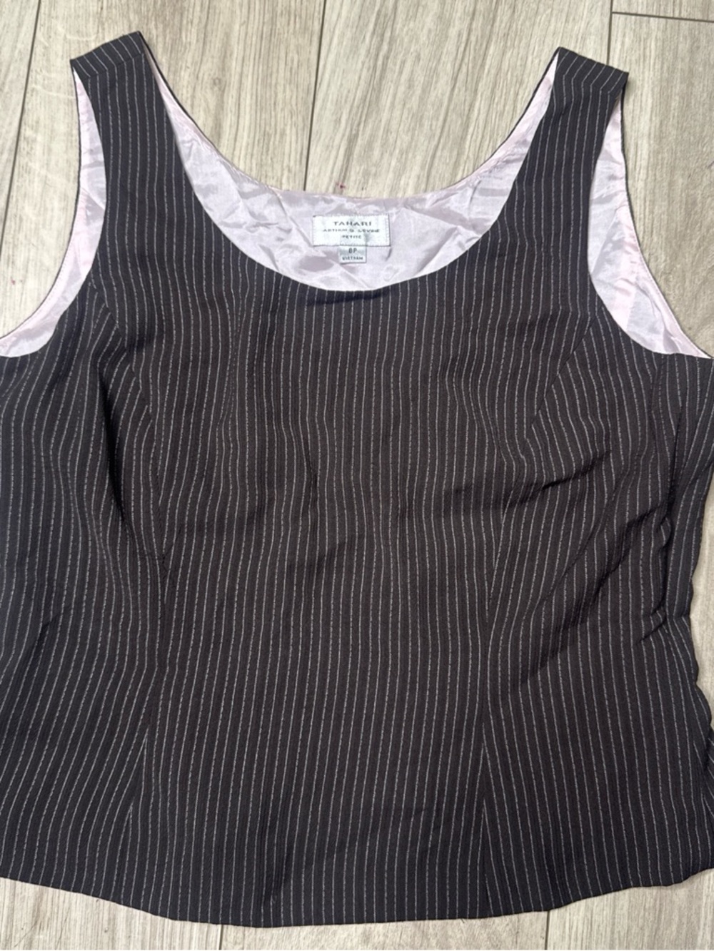 Tahari Brown Pinstripe Tank Top